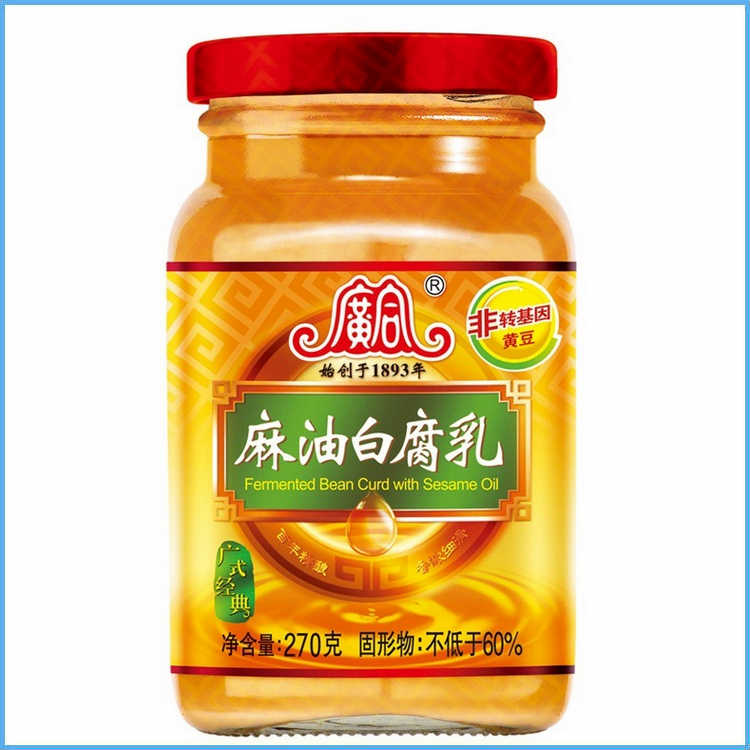 Guanghe White Fermented Bean Curd with Sesame Oil Bottled 24pcs 270g Hot Pot Dipping Sauce Cantonese Cuisine Seasoning Produced by Century-old Brand Kraft Heinz