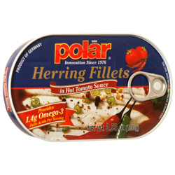 POLAR HERRING FILLETS 3.53 OZ HOT TOMATO SAUCE